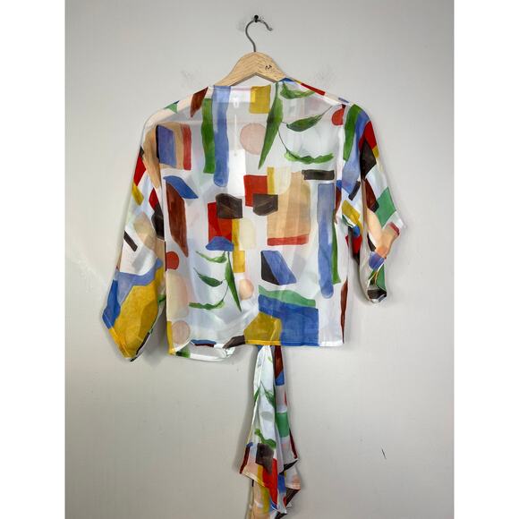 NWT Just Bee Queen Wrap Top and Minela Ruched Skirt SET in Abstract Leaf Print - Picture 6 of 12